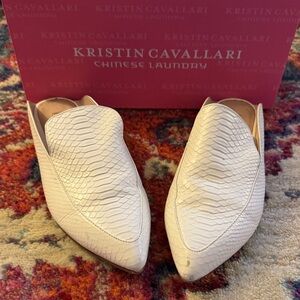 Chinese Laundry Cream Textured Mules